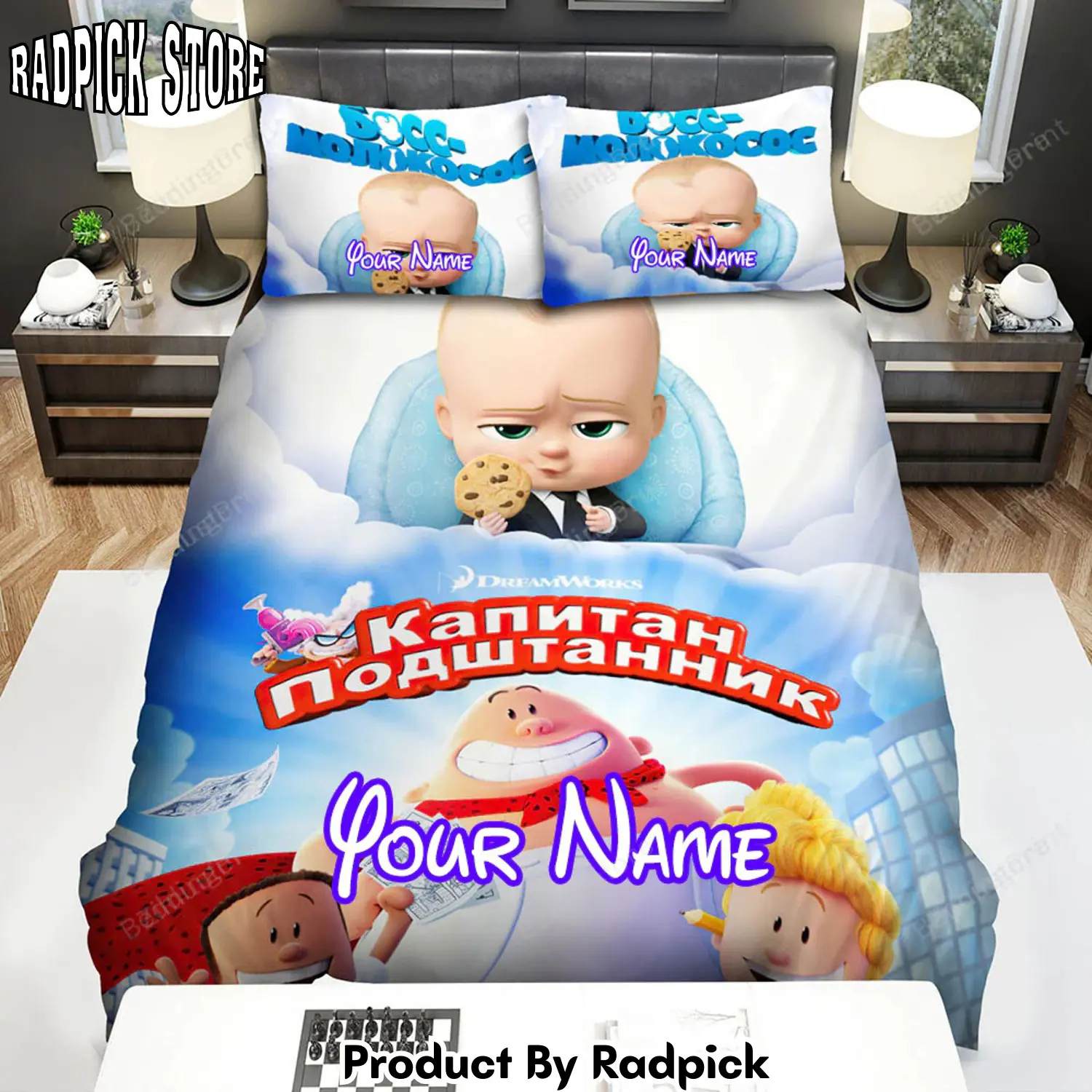 Radpick the boss baby movie poster art bed sheets duvet cover personalized name bedding sets rp3271349